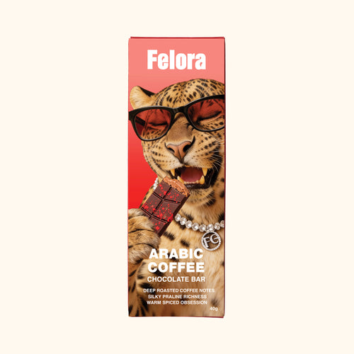 Felora Arabic Coffee chocolate bar — packaging front