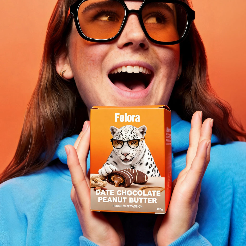 Felora Date Chocolate Peanut Butter — styled composition
