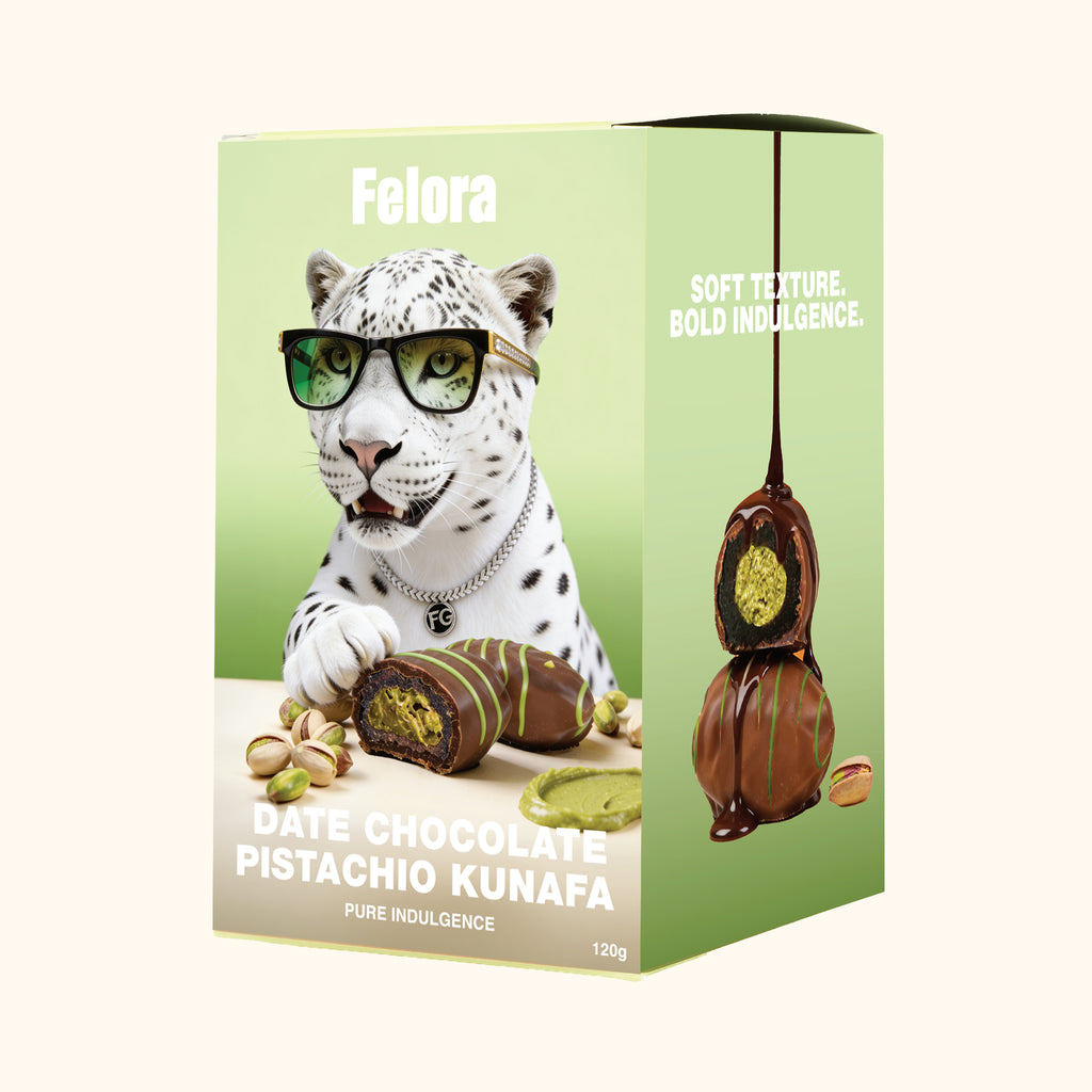 Felora Date Chocolate Pistachio Kunafa — packaging angle