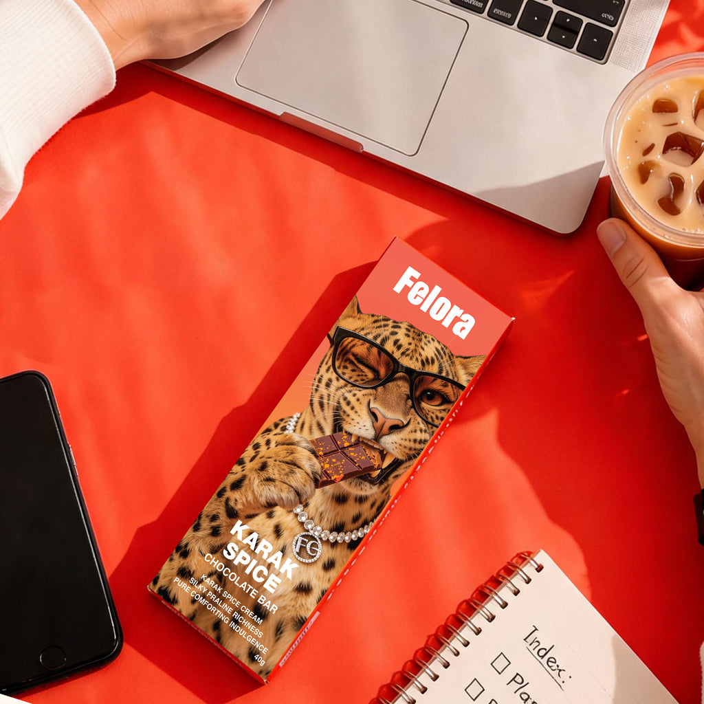 Felora Karak Spice chocolate bar — campaign scene