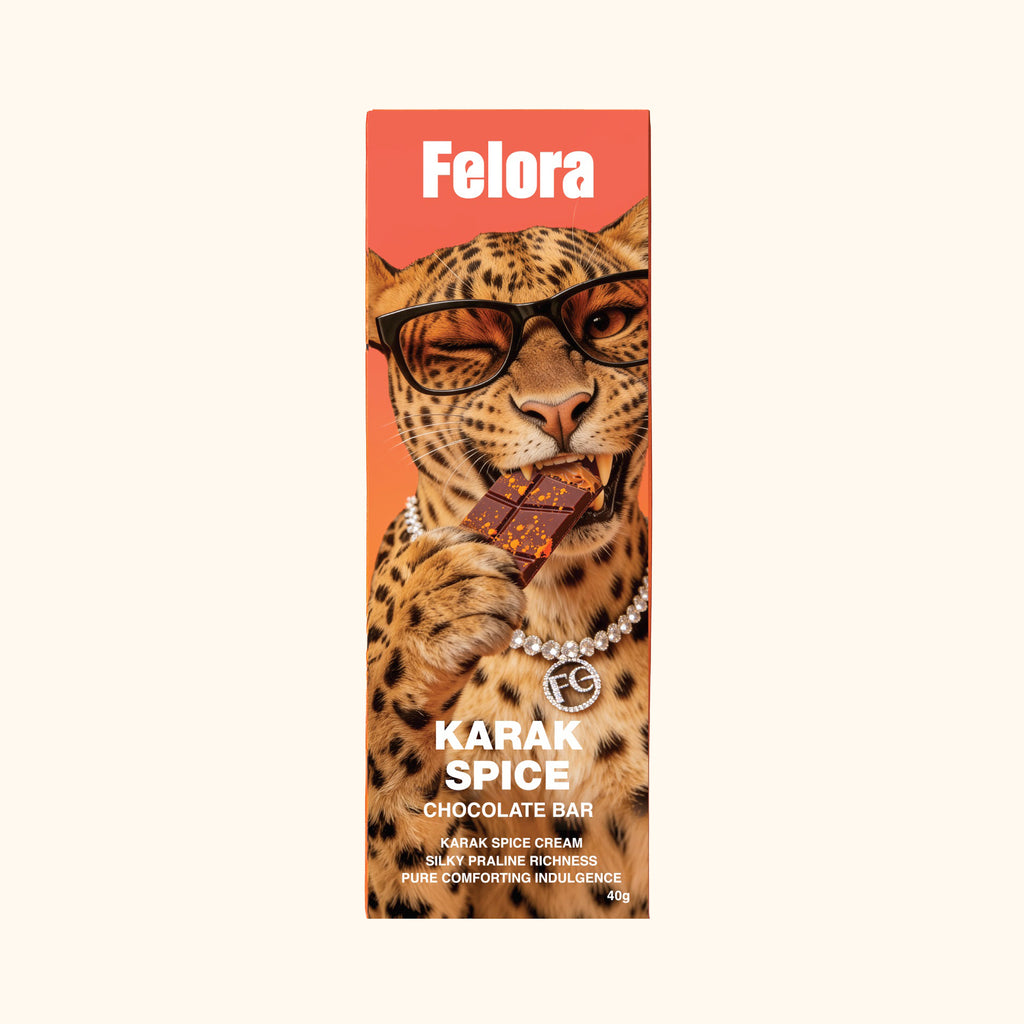Felora Karak Spice chocolate bar — packaging front