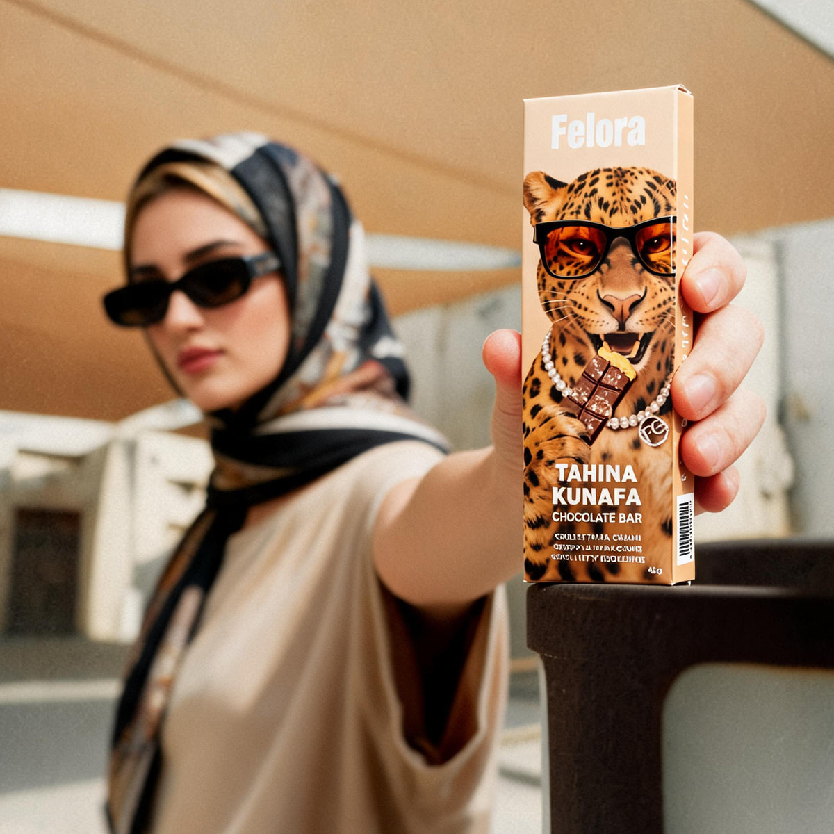 Felora Tahina Kunafa chocolate bar — campaign scene
