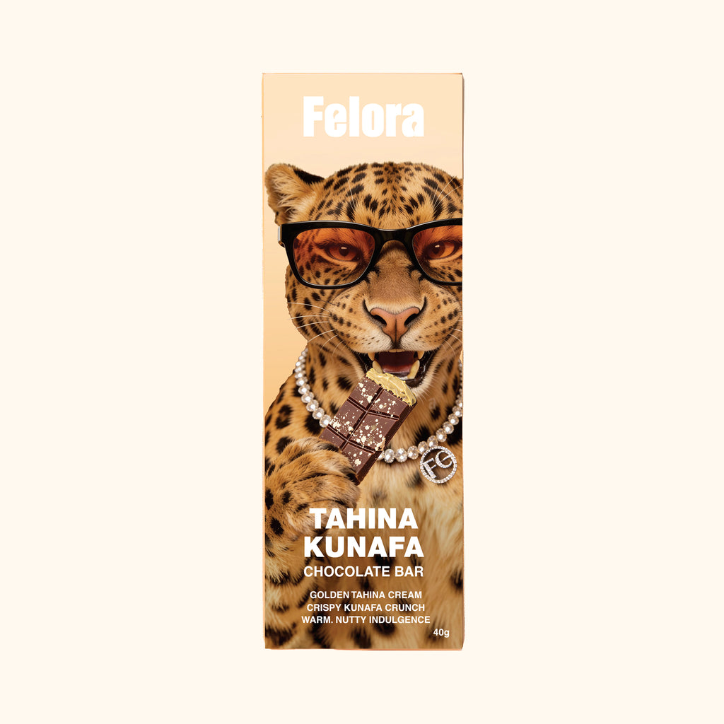 Felora Tahina Kunafa chocolate bar — packaging front
