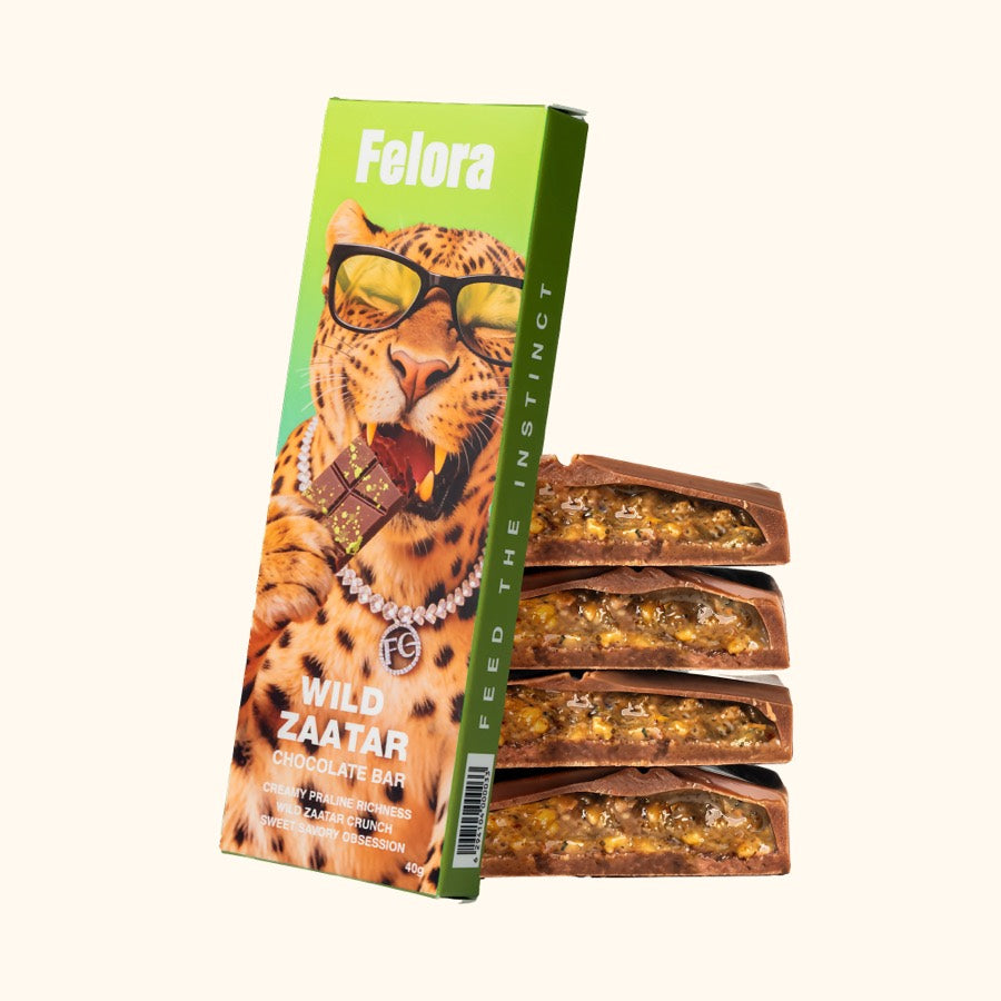 Felora Wild Zaatar chocolate bar composition